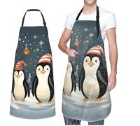 NONHAI Tabliers de cuisine pour homme et femme - Tablier de chef imperméable avec poches - Tablier de planche à roulettes - Tablier de barbecue, Merry Christmas Pingouins, taille unique