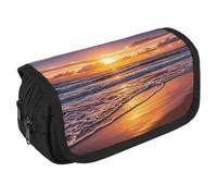 NONHAI Trousse à crayons avec double fermeture éclair - Style : plage, coucher de soleil et vagues - Taille unique, Style :, Taille unique
