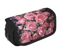 NONHAI Trousse à crayons avec fleurs de pivoine, trousse à crayons portable, organiseur de bureau, marqueur, trousse à stylos, sac de rangement à double fermeture éclair, style, taille unique, Style