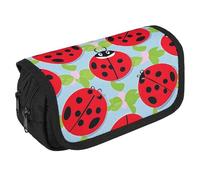 NONHAI Trousse à crayons avec motif coccinelle rouge, trousse à crayons portable, organiseur de bureau, marqueur, trousse à stylos, sac de rangement à double fermeture éclair, style, taille unique,