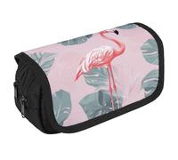 NONHAI Trousse à crayons avec motif flamant rose et feuilles de palmier, trousse à crayons portable, organiseur de bureau, marqueur, trousse à stylos avec double fermeture éclair, style, taille