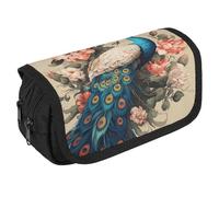 NONHAI Trousse à crayons avec motif paon et fleurs, trousse à crayons portable, organiseur de bureau, marqueur, sac de rangement à double fermeture éclair, style, taille unique, Style :, Taille unique