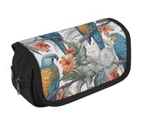 NONHAI Trousse à crayons avec motif perroquets sur branches, trousse à crayons portable, organiseur de bureau, marqueur, trousse à stylos, sac de rangement à double fermeture éclair, style, taille