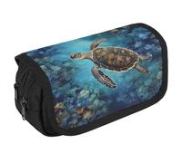 NONHAI Trousse à crayons avec motif tortue - Organiseur de bureau - Double fermeture éclair - Style - Taille unique, Style :, Taille unique