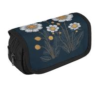 NONHAI Trousse à crayons avec trois fleurs blanches, trousse à crayons portable, organiseur de bureau, marqueur, trousse à stylos, sac de rangement à double fermeture éclair, style, taille unique,