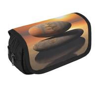 NONHAI Trousse à crayons Paysage lever du soleil Zen Stone Trousse à crayons portable Organiseur de bureau Marqueur Trousse à stylos Double fermeture éclair Sac de rangement Style Taille unique, Style