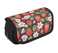 NONHAI Trousse à crayons portable avec double fermeture éclair - Style fraise - Taille unique, Style :, Taille unique