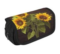 NONHAI Trousse à crayons portable avec motif tournesol - Organiseur de bureau - Double fermeture éclair - Style - Taille unique, Style :, Taille unique