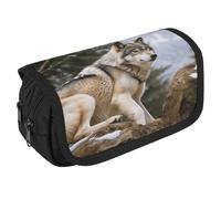 NONHAI Trousse à crayons Snow Mountain Wild Wolf Trousse à crayons portable Organiseur de bureau Marqueur Trousse de rangement à double fermeture éclair Style Taille unique, Style :, Taille unique