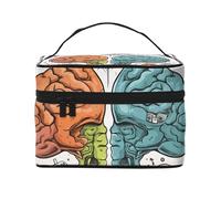 NONHAI Trousse de maquillage de voyage pour femme - Grande capacité - Fonctions cérébrales gauche et droite - Organiseur de maquillage avec poignée - Trousse de maquillage essentielle de voyage,