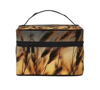NONHAI Trousse de maquillage de voyage pour femme - Grande capacité - Fonctions cérébrales gauche et droite - Organiseur de maquillage avec poignée - Trousse de maquillage essentielle de voyage, Blé