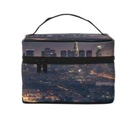 NONHAI Trousse de maquillage de voyage pour femme - Grande capacité - Motif fleurs au bord du lac - Organisateur de maquillage avec poignée - Trousse de maquillage essentielle de voyage, Los Angeles