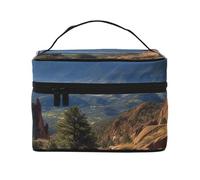 NONHAI Trousse de maquillage de voyage pour femme - Grande capacité - Motif fleurs au bord du lac - Organisateur de maquillage avec poignée - Trousse de maquillage essentielle de voyage, Pikes Peak