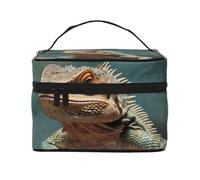 NONHAI Trousse de maquillage de voyage pour femme - Grande capacité - Motif fleurs au bord du lac - Organisateur de maquillage avec poignée - Trousse de maquillage essentielle de voyage, Lézards,