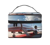 NONHAI Trousse de maquillage de voyage pour femme - Grande capacité - Rouge et jaune - Feuilles d'érable d'automne - Organisateur de maquillage avec poignée - Trousse de maquillage essentielle de