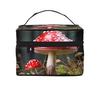 NONHAI Trousse de maquillage de voyage pour femme - Grande capacité - Rouge et jaune - Feuilles d'érable d'automne - Organisateur de maquillage avec poignée - Trousse de maquillage essentielle de