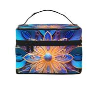 NONHAI Trousse de maquillage de voyage pour femme - Grande capacité - Rouge et jaune - Feuilles d'érable d'automne - Organisateur de maquillage avec poignée - Trousse de maquillage essentielle de