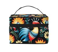 NONHAI Trousse de maquillage de voyage pour femme - Grande capacité - Trousse de toilette à motif d'art populaire poli, organiseur de maquillage avec poignée - Trousse de maquillage essentielle de