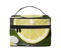 NONHAI Trousse de maquillage de voyage pour femme - Grande capacité - Trousse de toilette avec poignée - Motif fruits et ananas, Citron frais, Taille unique