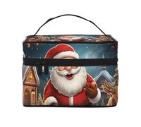 NONHAI Trousse de maquillage de voyage pour femme - Grande capacité - Trousse de toilette avec poignée - Motif coquillages et étoiles de mer, Père Noël Zoom, Taille unique