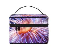 NONHAI Trousse de maquillage de voyage pour femme - Grande capacité - Trousse de toilette avec poignée - Motif coquillages et étoiles de mer, Anémone de mer., Taille unique