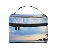 NONHAI Trousse de maquillage de voyage pour femme - Grande capacité - Trousse de toilette avec poignée - Motif coquillages et étoiles de mer, Sea Island Sky Clouds, Taille unique