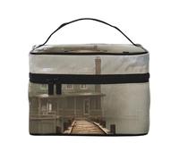 NONHAI Trousse de maquillage de voyage pour femme - Grande capacité - Trousse de toilette avec poignée - Nuages de montagne - Organiseur de maquillage avec poignée, Maison de lac., Taille unique
