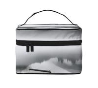 NONHAI Trousse de maquillage de voyage pour femme - Grande capacité - Trousse de toilette avec poignée - Nuages de montagne - Organiseur de maquillage avec poignée, Lac avec vue sur la moun brumeuse,