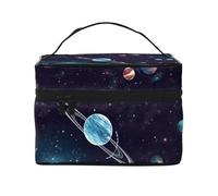 NONHAI Trousse de maquillage de voyage pour femme - Grande capacité - Trousse de toilette - Décoration galaxie - Organisateur de maquillage avec poignée - Trousse de maquillage essentielle de voyage,