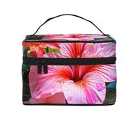 NONHAI Trousse de maquillage de voyage pour femme - Grande capacité - Trousse de toilette en forme de fleur de pêcher avec poignée - Trousse de maquillage essentielle de voyage, Fleur de plante