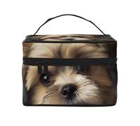 NONHAI Trousse de maquillage de voyage pour femme - Grande capacité - Trousse de toilette en forme d'écureuil animé avec poignée - Trousse de maquillage essentielle de voyage, Petit chien., Taille