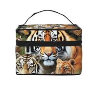 NONHAI Trousse de maquillage de voyage pour femme - Grande capacité - Trousse de toilette en forme d'écureuil animé avec poignée - Trousse de maquillage essentielle de voyage, Lion Tigre, Léopard et