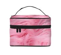NONHAI Trousse de maquillage de voyage pour femme - Grande capacité - Trousse de toilette en velours texturé avec poignée - Organiseur de maquillage essentiel de voyage, Motif texturé en velours,