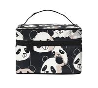 NONHAI Trousse de maquillage de voyage pour femme - Grande capacité - Trousse de toilette hérisson avec poignée - Trousse de maquillage essentielle de voyage, Panda amusant., Taille unique
