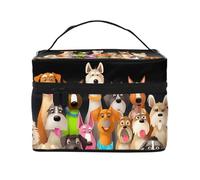 NONHAI Trousse de maquillage de voyage pour femme - Grande capacité - Trousse de toilette hérisson avec poignée - Trousse de maquillage essentielle de voyage, Chiens, Taille unique