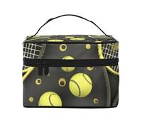 NONHAI Trousse de maquillage de voyage pour femme - Grande capacité - Trousse de toilette italienne avec poignée - Organiseur de maquillage essentiel de voyage, Raquettes et balles de tennis