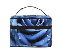 NONHAI Trousse de maquillage de voyage pour femme - Grande capacité - Trousse de toilette pour tristesse et tempête - Avec poignée - Organiseur de maquillage essentiel de voyage, Rose bleue