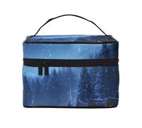 NONHAI Trousse de maquillage de voyage pour femme - Grande capacité - Trousse de toilette pour tristesse et tempête - Avec poignée - Organiseur de maquillage essentiel de voyage, Nuit village