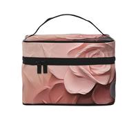 NONHAI Trousse de maquillage de voyage pour femme - Grande capacité - Trousse de toilette pour tristesse et tempête - Avec poignée - Organiseur de maquillage essentiel de voyage, Rose Blush et noir,