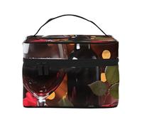 NONHAI Trousse de maquillage de voyage pour femme - Grande capacité - Trousse de toilette pour tristesse et tempête - Avec poignée - Organiseur de maquillage essentiel de voyage, Rose de vin rouge.,