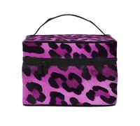 NONHAI Trousse de maquillage de voyage pour femme - Grande capacité - Trousse de toilette pyramide camel avec poignée - Trousse de maquillage essentielle de voyage, Violet/motif léopard, Taille unique