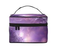 NONHAI Trousse de maquillage de voyage pour femme - Grande capacité - Trousse de toilette pyramide camel avec poignée - Trousse de maquillage essentielle de voyage, Violet Galaxy, Taille unique