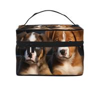 NONHAI Trousse de maquillage de voyage pour femme - Grande capacité - Trousse de toilette pyramide camel avec poignée - Trousse de maquillage essentielle de voyage, Chiots Chiens Animaux Animaux,