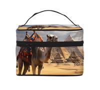 NONHAI Trousse de maquillage de voyage pour femme - Grande capacité - Trousse de toilette pyramide camel avec poignée - Trousse de maquillage essentielle de voyage, Pyramid Camel, Taille unique