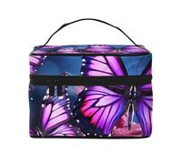 NONHAI Trousse de maquillage de voyage pour femme - Grande capacité - Trousse de toilette violette - Papillon prune - Organisateur de maquillage avec poignée - Trousse de maquillage essentielle de