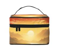 NONHAI Trousse de maquillage de voyage pour femme - Trousse de toilette portable de grande capacité - Motif montagnes rétro - Organisateur de maquillage avec poignée - Trousse de maquillage