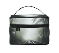 NONHAI Trousse de maquillage de voyage pour femme - Trousse de toilette portable de grande capacité - Plumes rouges et noires - Organisateur de maquillage avec poignée - Trousse de maquillage