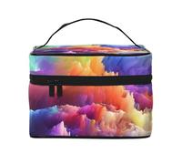 NONHAI Trousse de maquillage de voyage pour femme - Trousse de toilette portable de grande capacité - Plumes rouges et noires - Organisateur de maquillage avec poignée - Trousse de maquillage