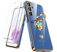 NONIONNEL POUR SAMSUNG GALAXY A35 5G tui avec 2 Pack Screen Protector 360 ROTATATER RING HONDER [Luxury Hearts Match] Placing Gold Edge Spo So