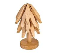 NonMiFyR 3 Pièces sous-Verres Décoration Centre de Table Set de Tapis Isolant en Bois Support pour Boisson Pad Antidérapant Adapté pour Salon Bureau Cuisine Hô, Naturel